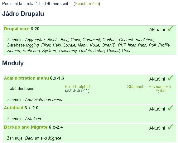 drupal aktualizace