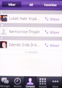 Seznam kontaktů Viber